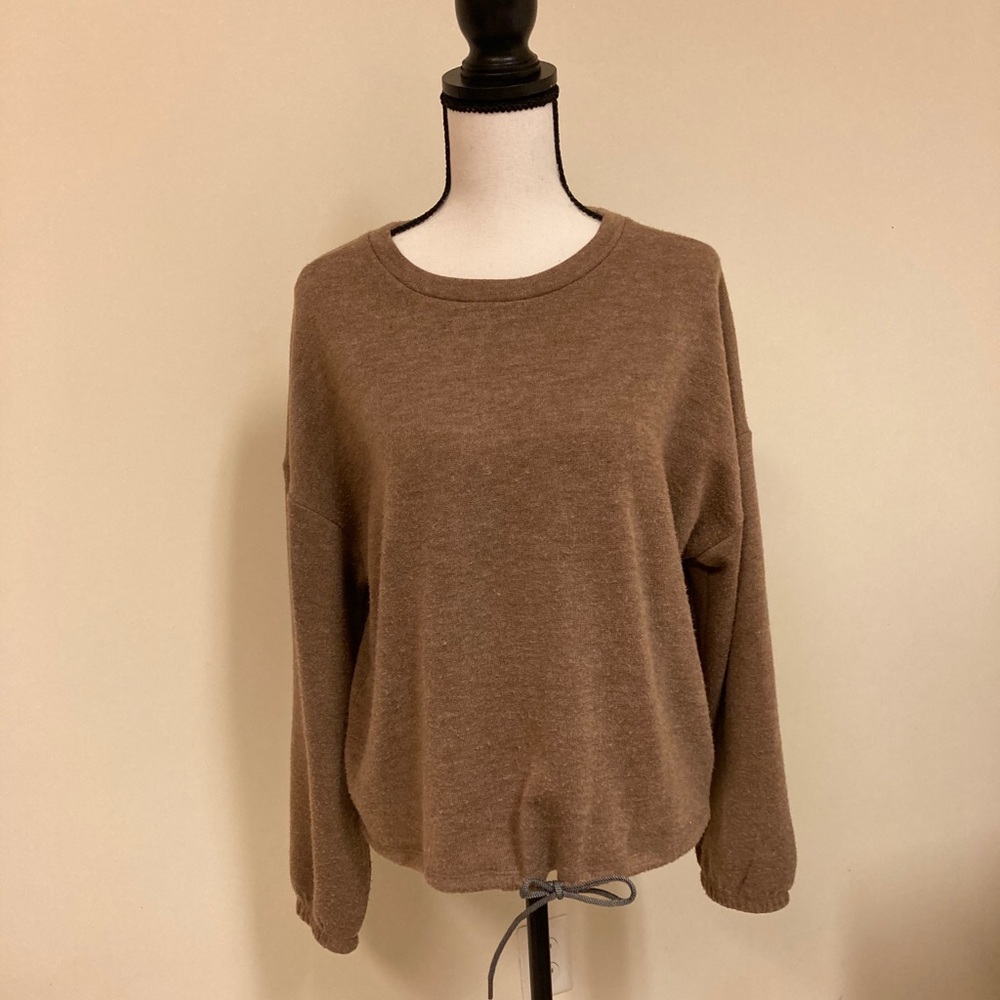 Zara Taupe Sweater with Drawstring